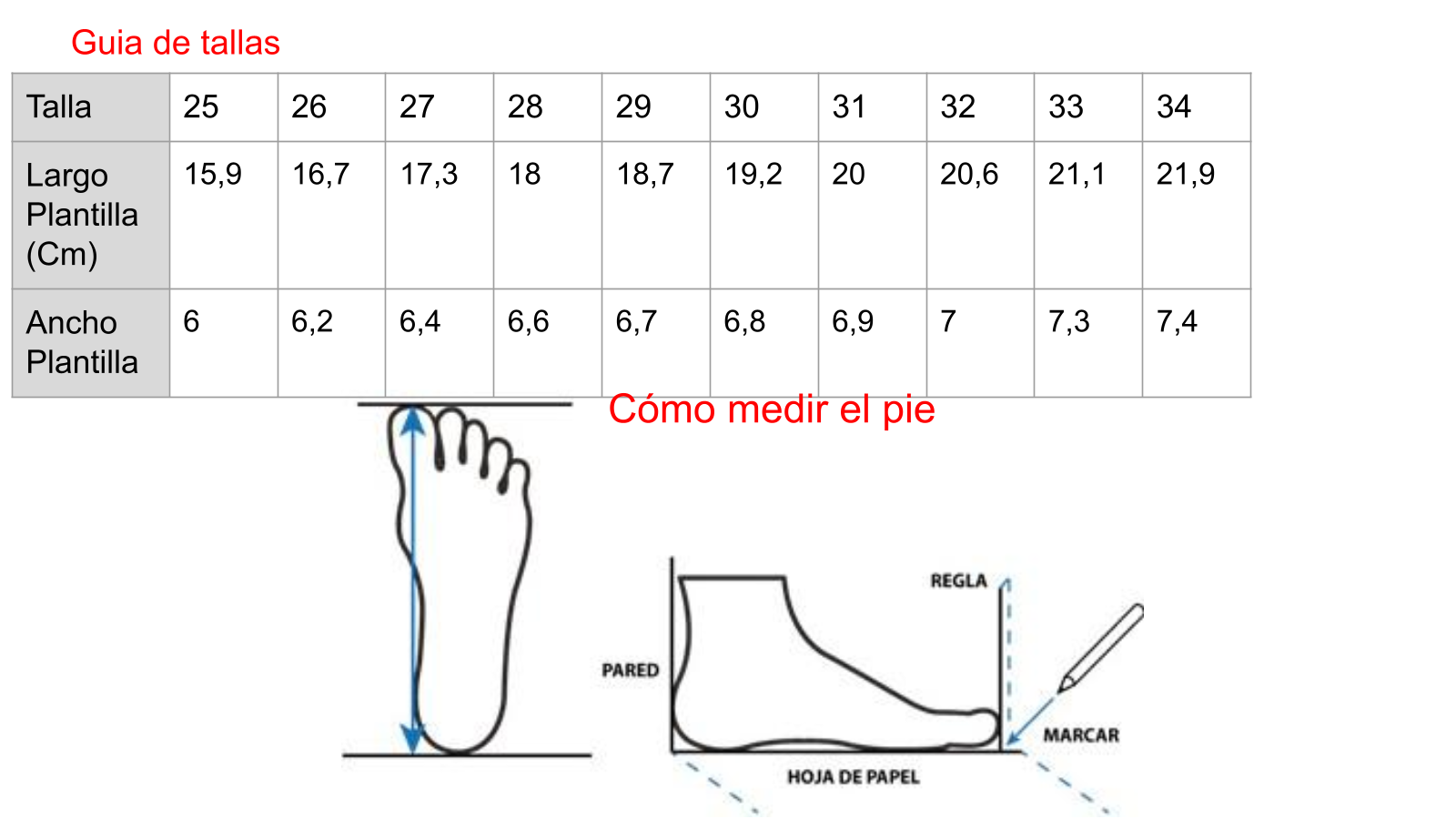 Guía de tallas — Bota Duna